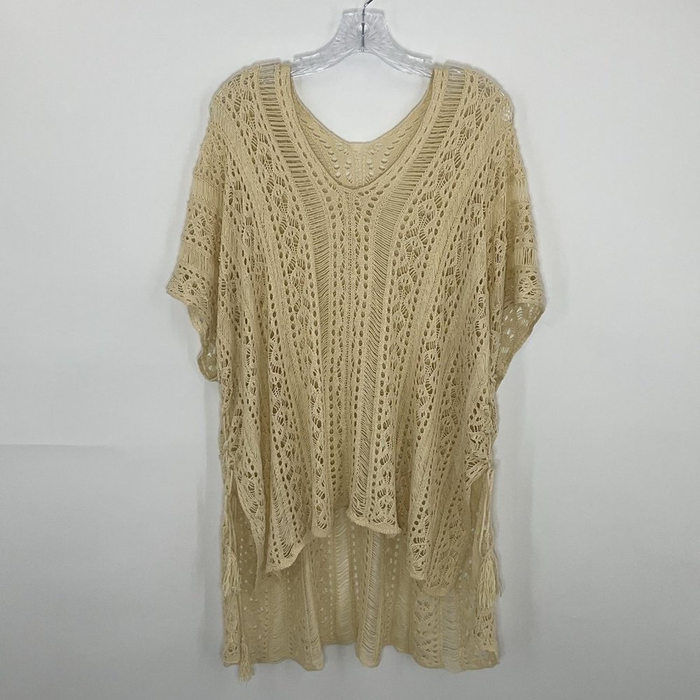 Women's Bohemian Lace Ivory Crochet‎ Swim Cover Up Tunic Dress Size One Size